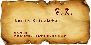 Haulik Krisztofer névjegykártya